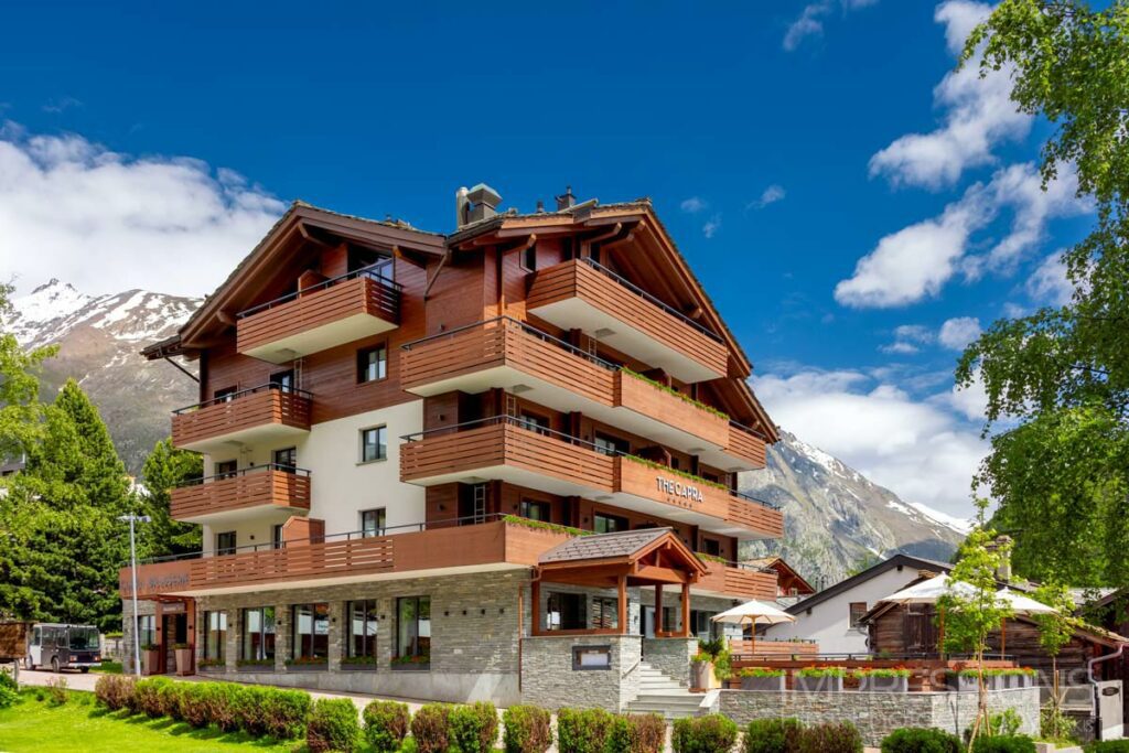 Chalet-style exterior at The Capra, Saas-Fee, Switzerland