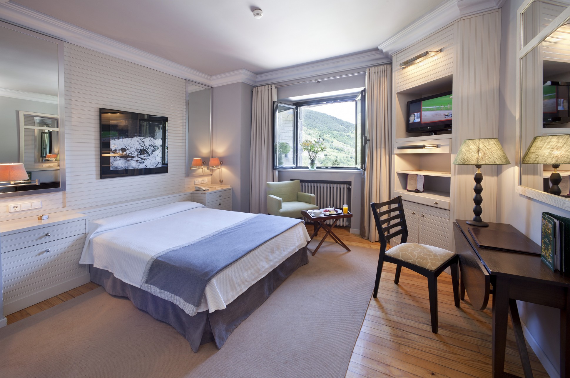 Double guest room with a window facing the mountains at Parador de Vielha, Vielha, Spain
