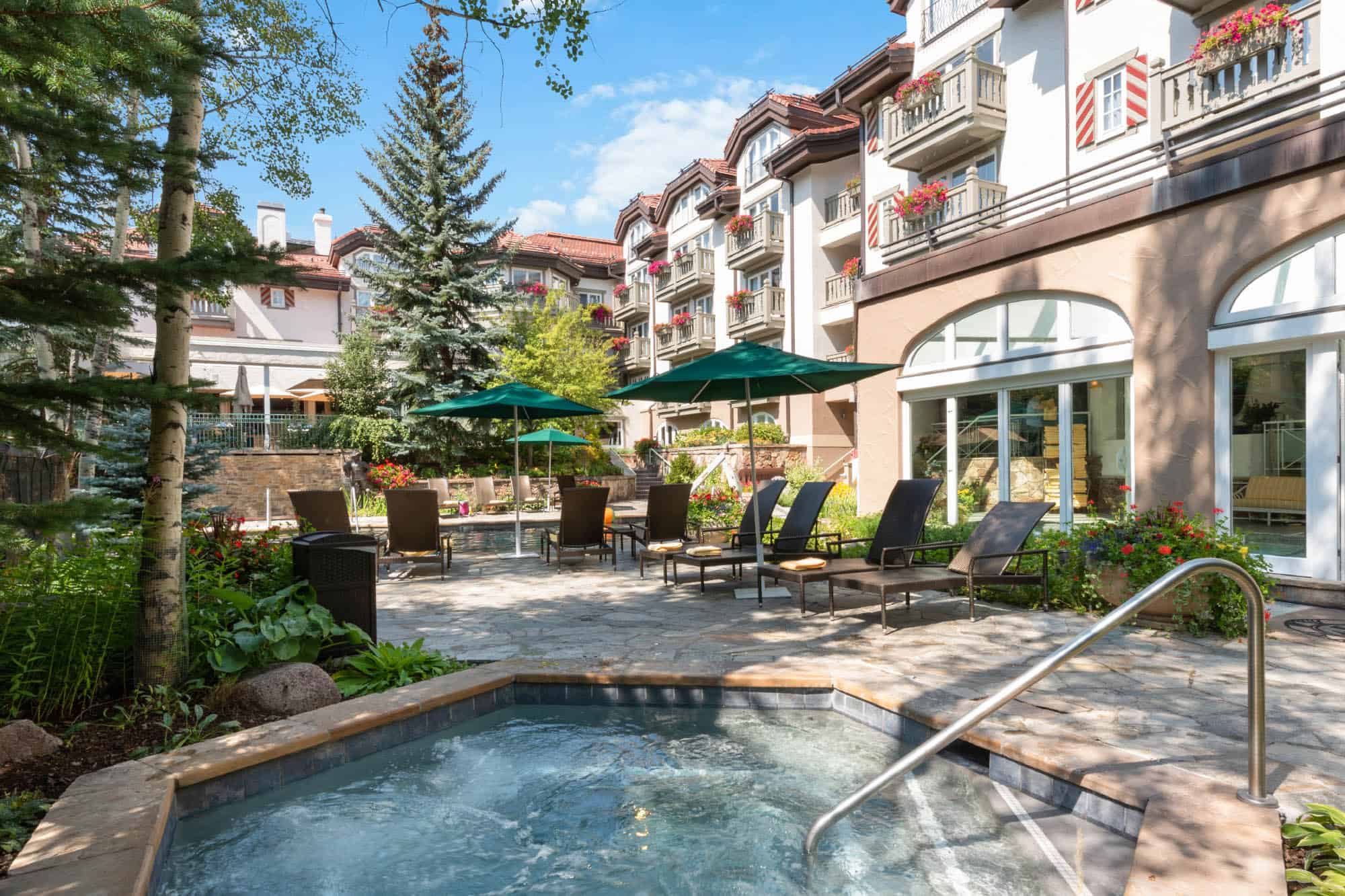Sonnenalp Vail heated pool and spa area, Vail, USA