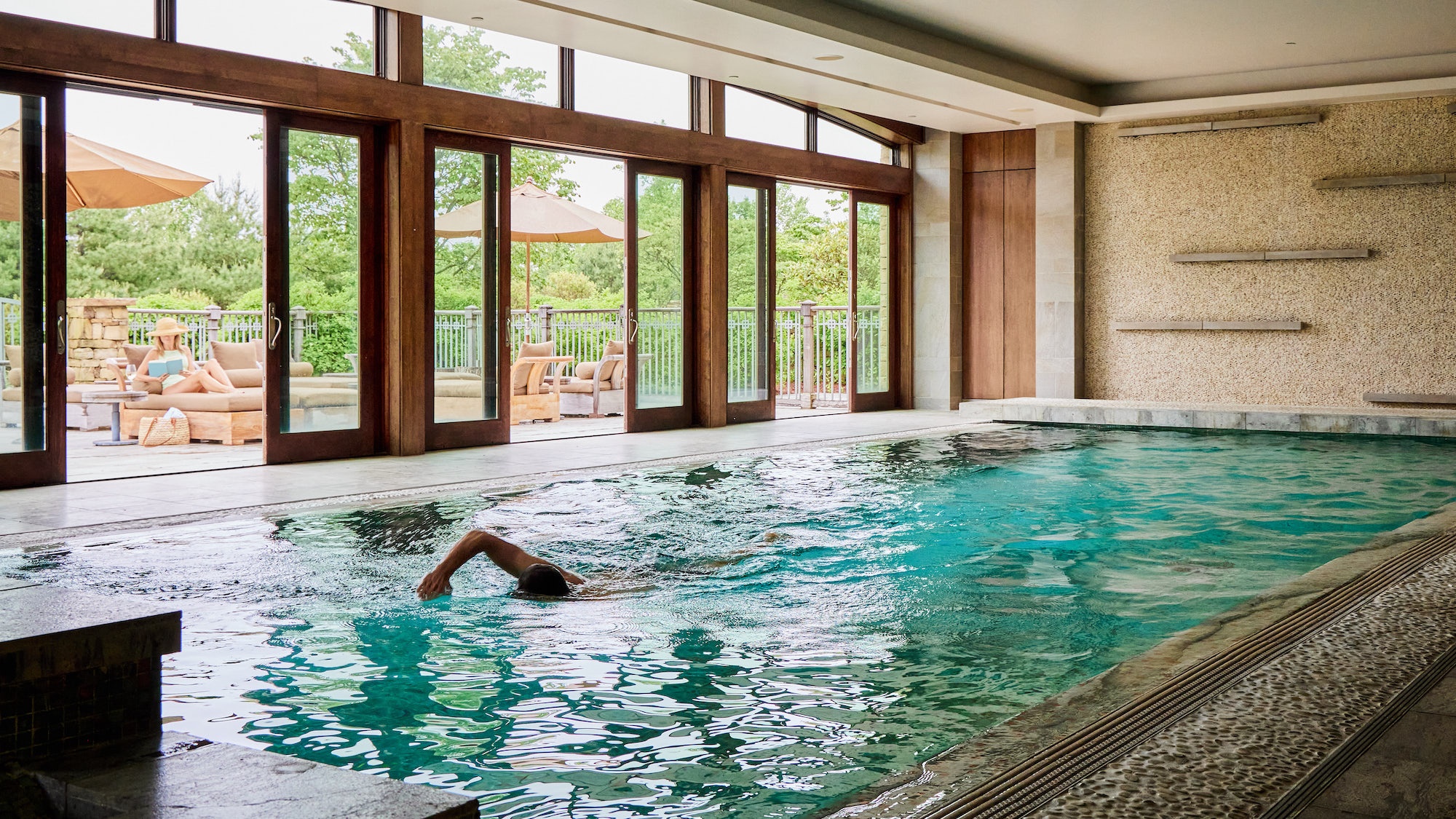 Indoor pool and wellness facilities at Primland, Virginia, USA
