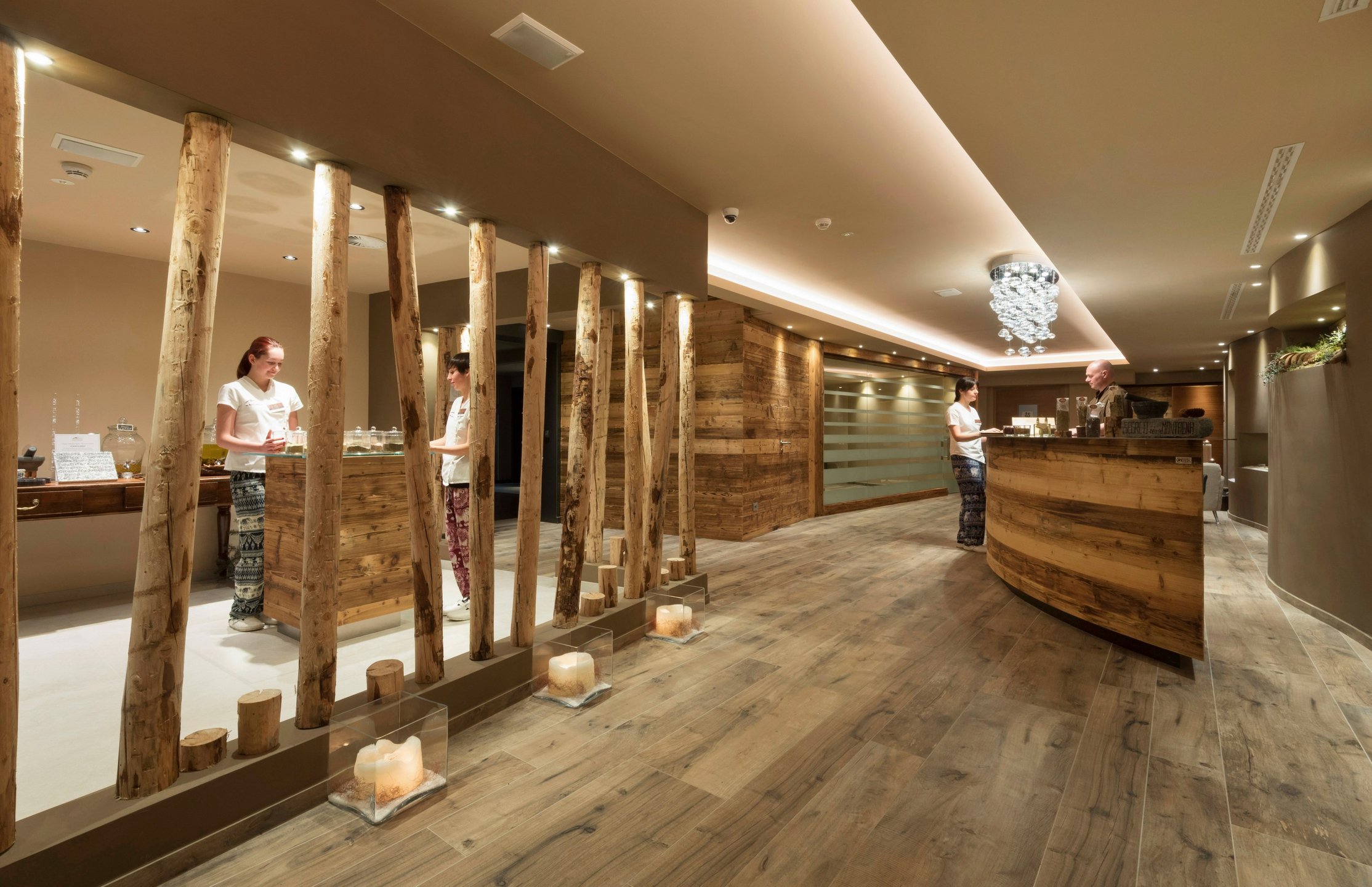 Mandira Spa reception, Lac Salin Spa & Mountain Resort, Livigno, Italy