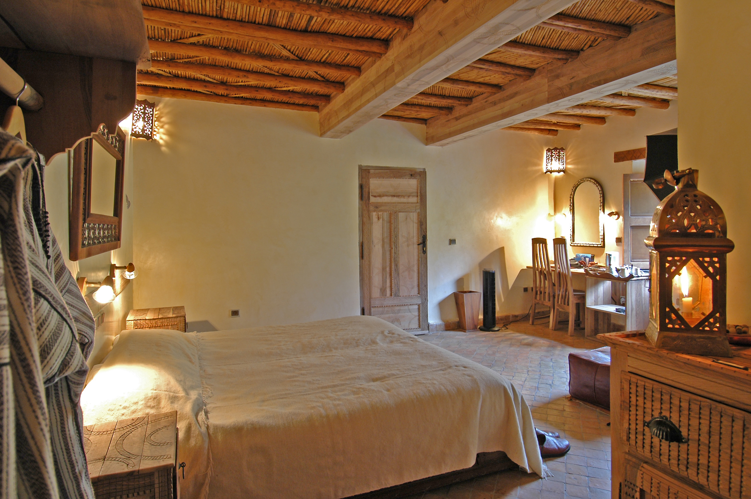 Bedroom in the Kasbah du Toubkal apartment suite, Atlas Mountains, Morocco