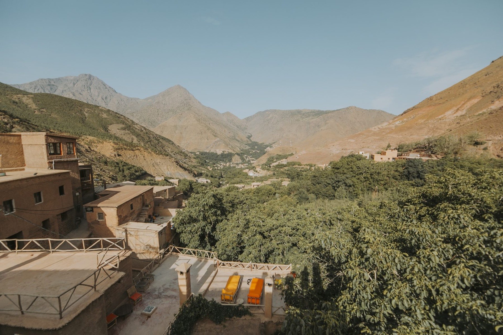 Douar Samra terraces above the green Imlil valley