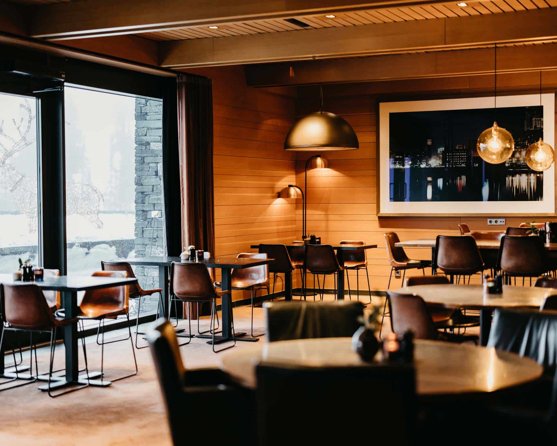 Library dining space at Copperhill Mountain Lodge, Åre, Sweden