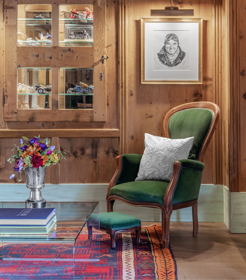 Living area in a Hotel La Perla suite, Corvara, Italy