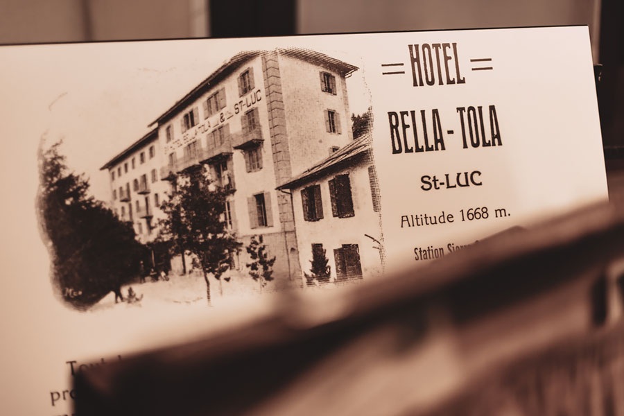 Antique furnishings in the historic Hotel Bella Tola interior, St-Luc, Switzerland
