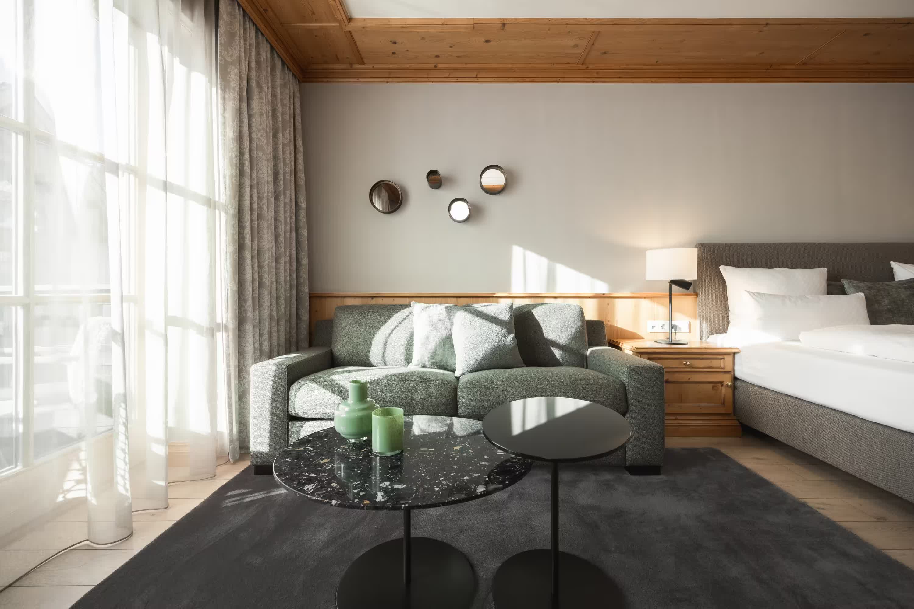 Elegant guest room at Schlosshotel Fiss, Tyrol, Austria