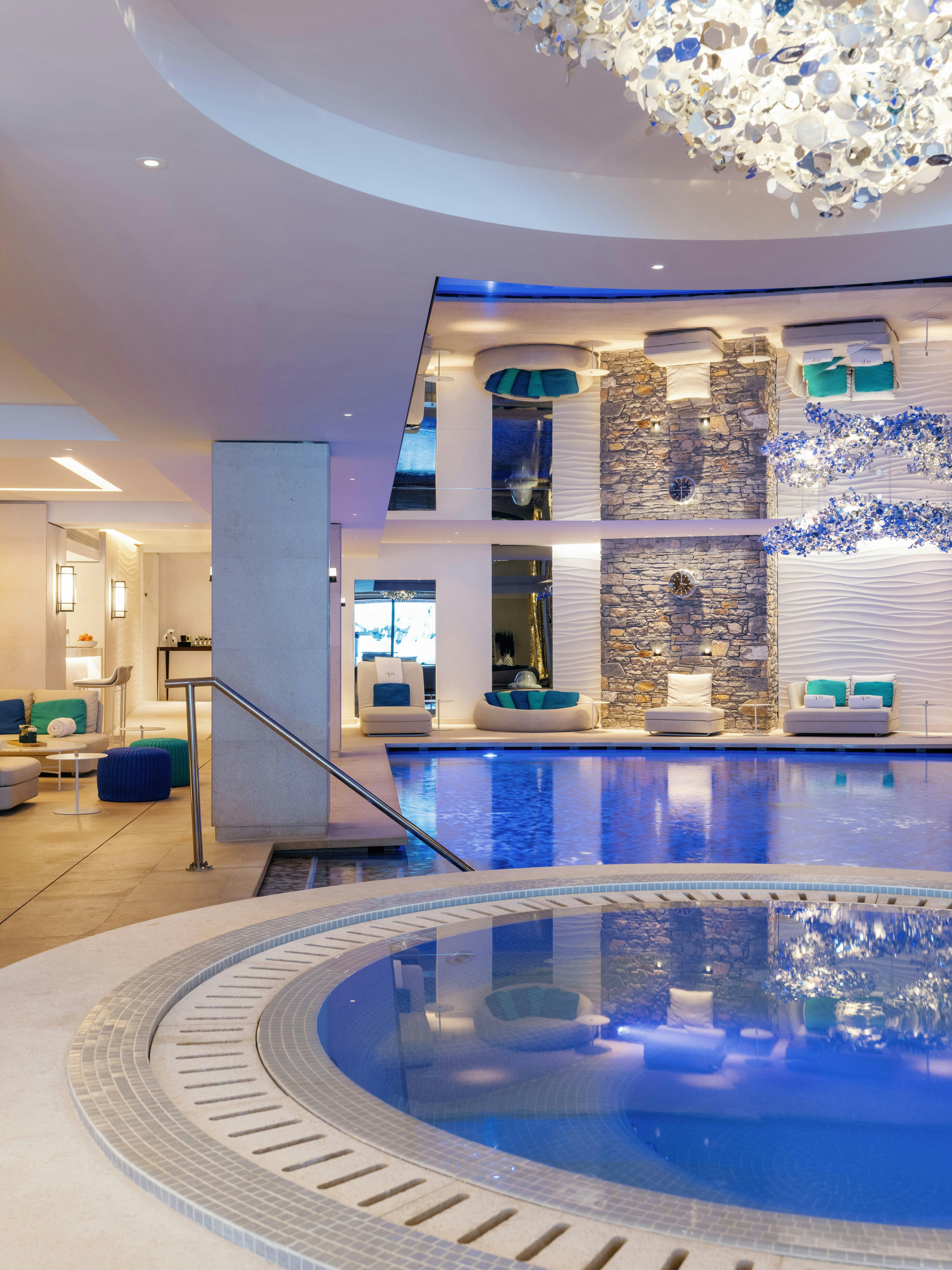 Indoor swimming pool at Cheval Blanc Courchevel, Courchevel, France
