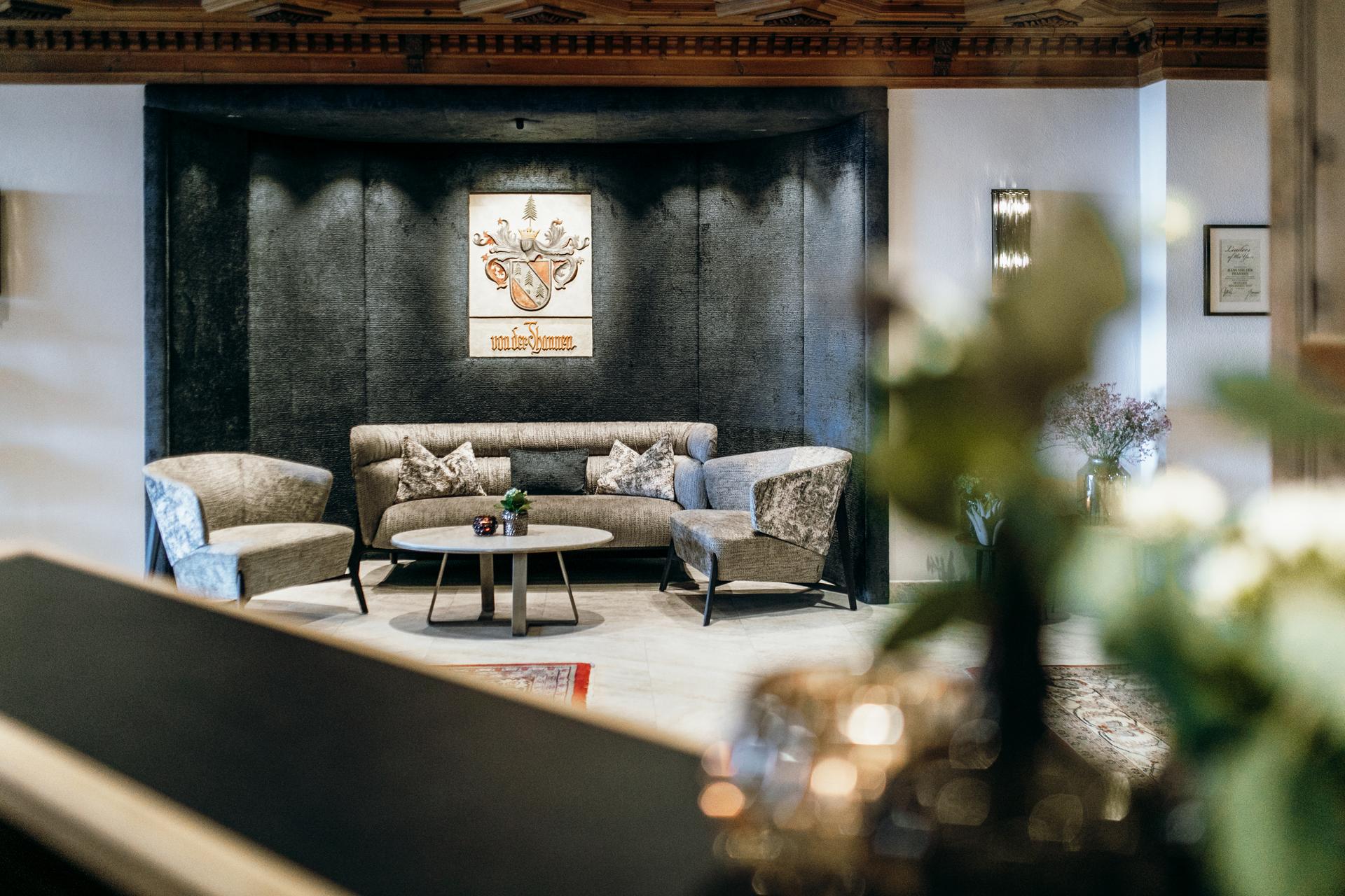 Reception lounge seating, Trofana Royal, Ischgl, Austria