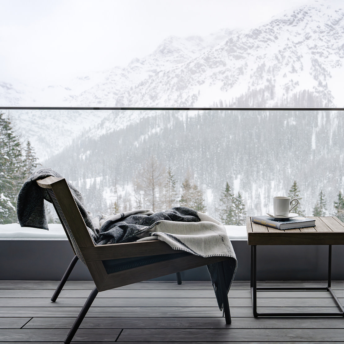 Guest room at Tschuggen Grand Hotel, Arosa, Switzerland