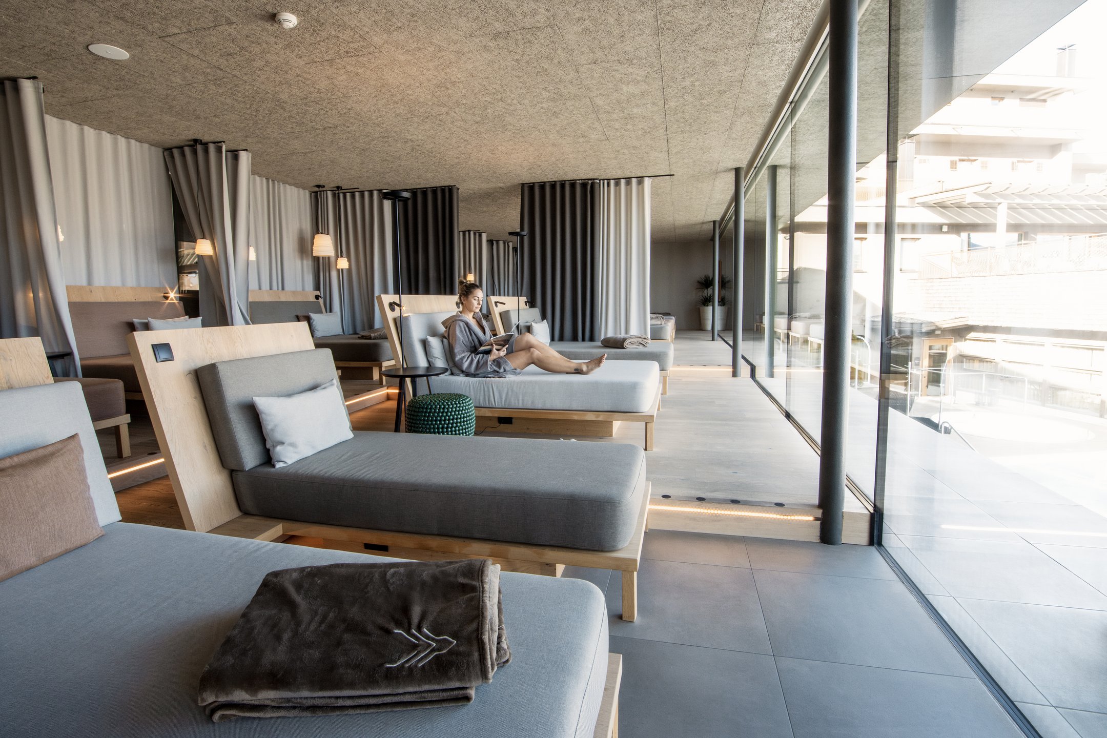Relaxation lounge at Alpin Panorama Hotel Hubertus, Olang, Italy