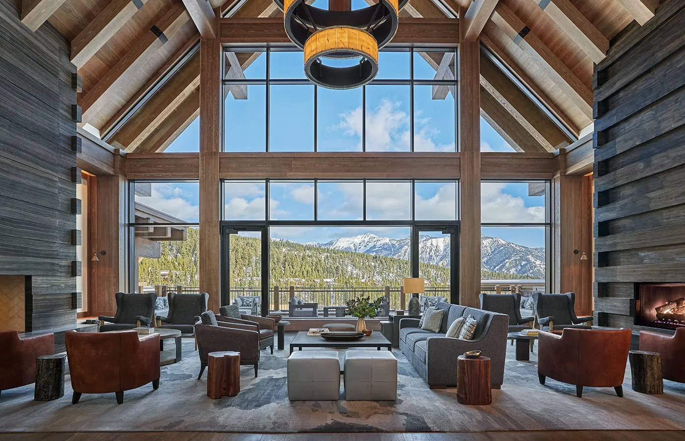 Lobby living-room lounge at Montage Big Sky, Big Sky, USA