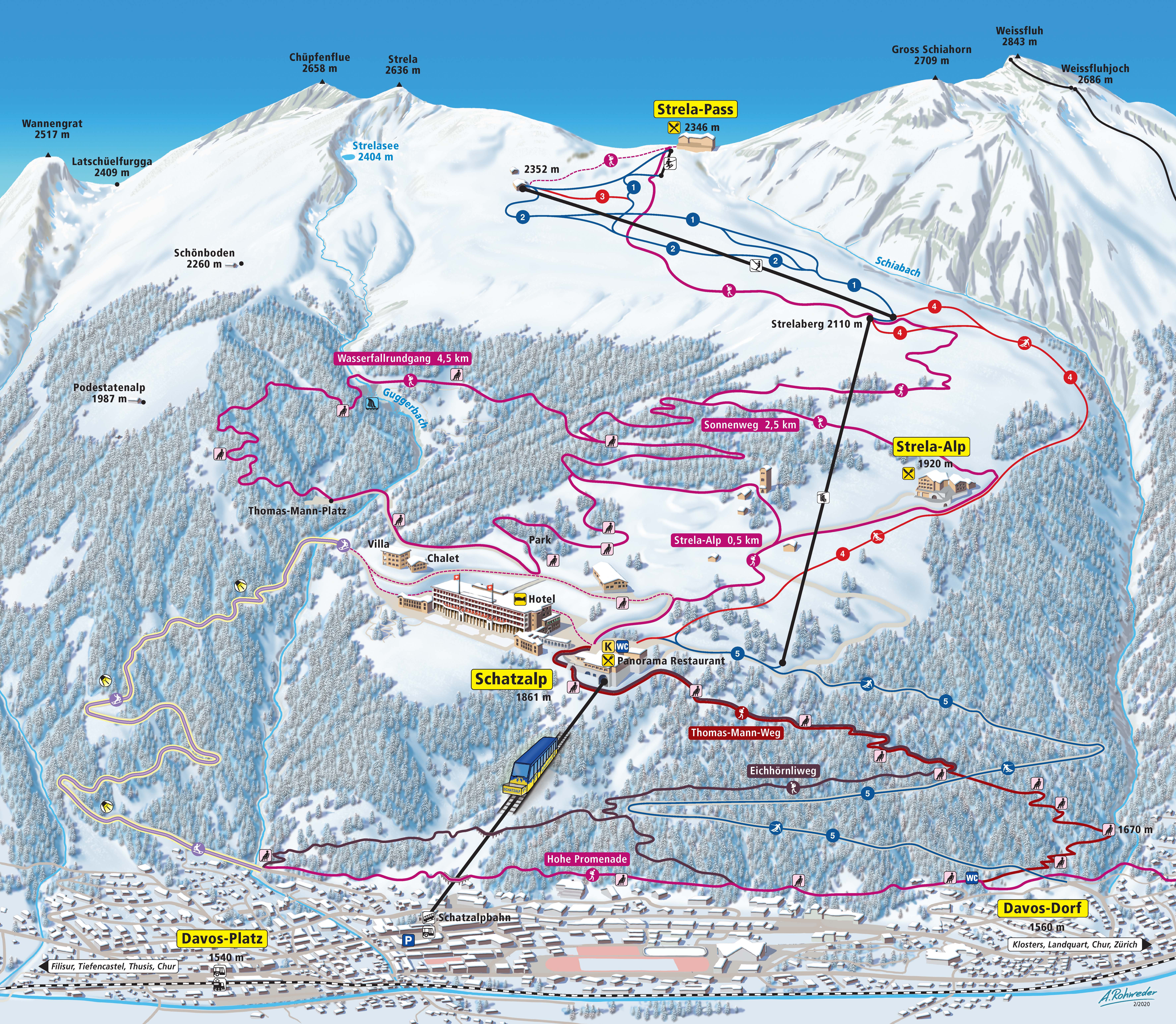 Elevated winter view of Schatzalp above Davos