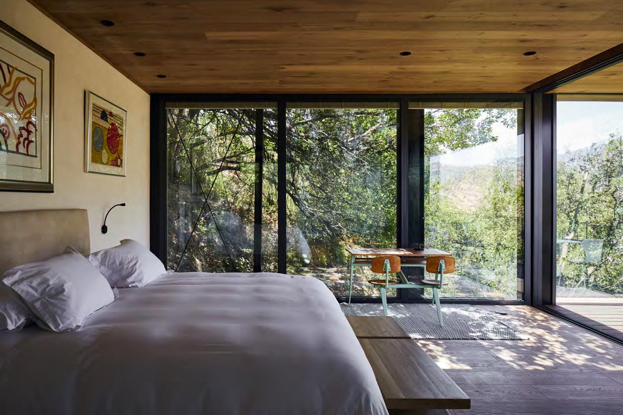 Glass-walled bungalow at VIK, Millahue Valley, Chile