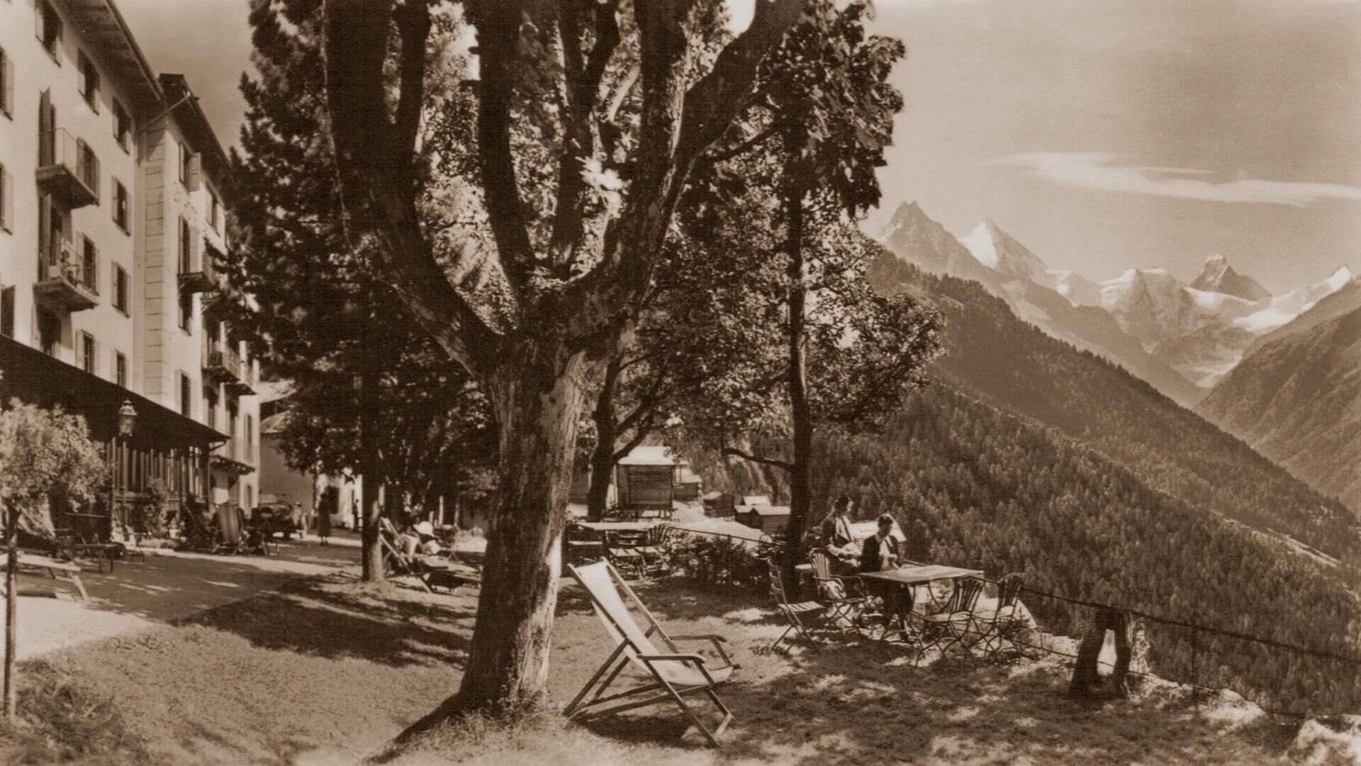 Historic Hotel Bella Tola among the alpine village surroundings, St-Luc, Switzerland