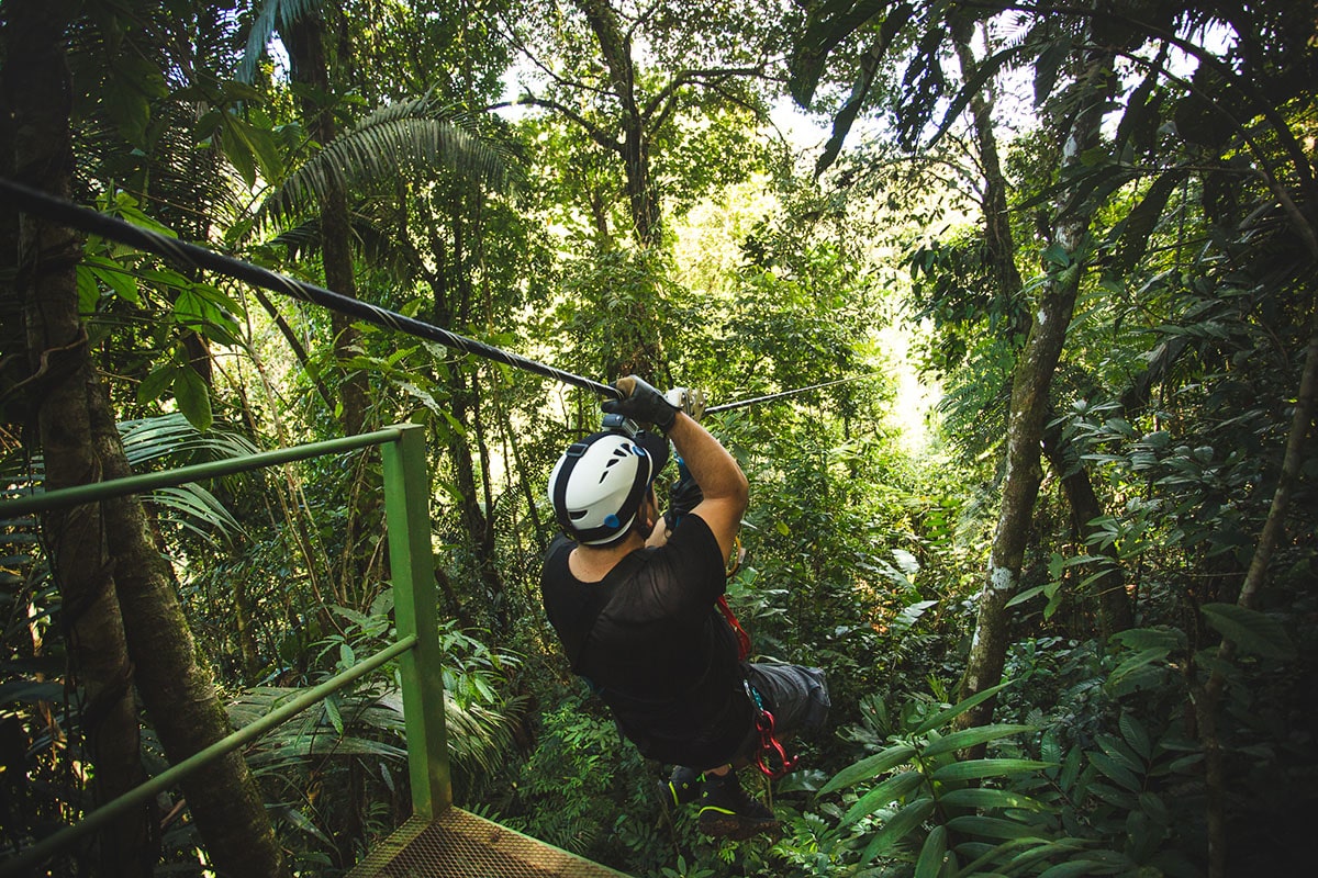 Zip-line adventure through the tropical forest canopy, Pacuare Lodge, Pacuare River, Costa Rica