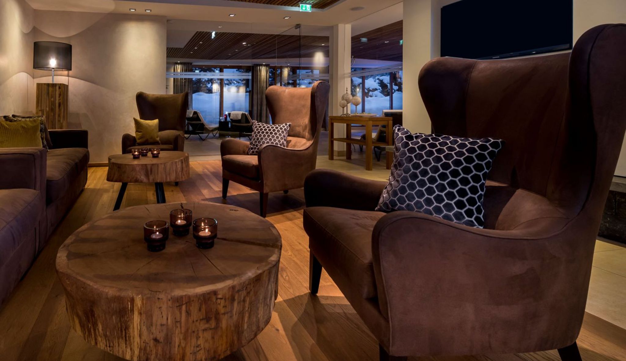 Hotel bar and lounge seating, Hotel Tannenhof, St. Anton am Arlberg, Austria