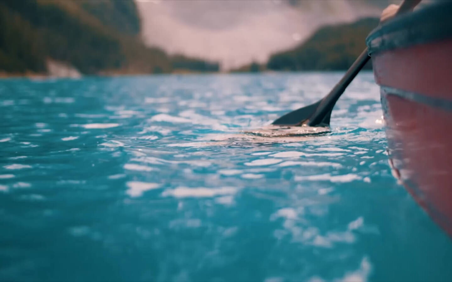 Close view of a canoe paddle on Moraine Lake
