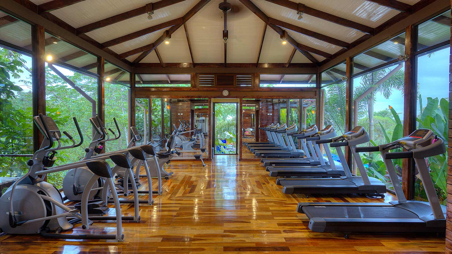 Open-air fitness pavilion overlooking the forest, Nayara Tented Camp, Arenal, Costa Rica