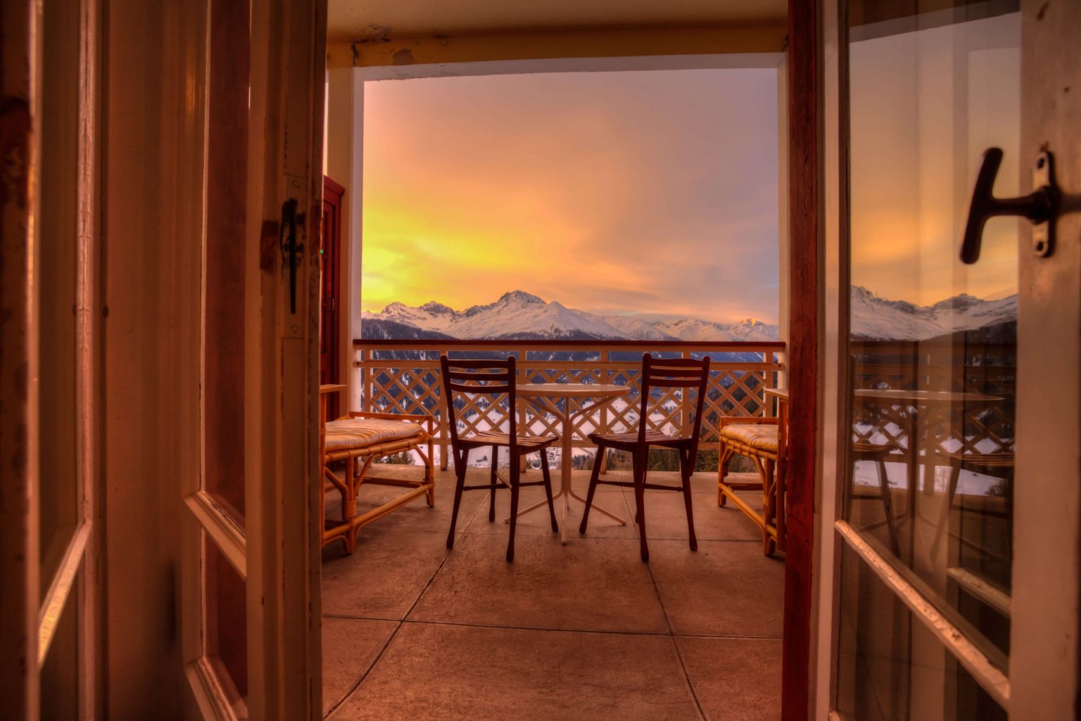 Valley-view guest room at Berghotel Schatzalp