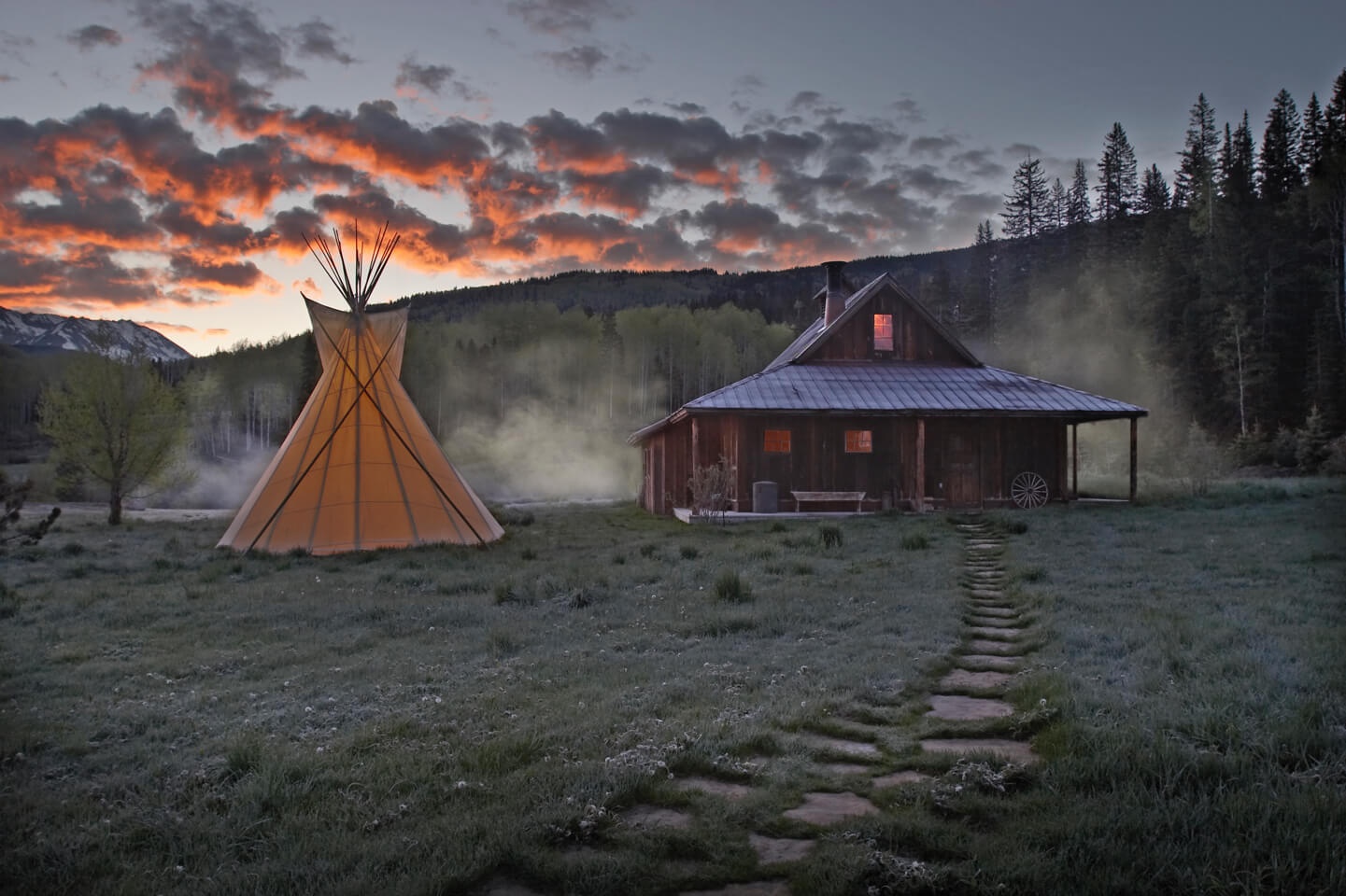 Rustic interior of a Dunton Hot Springs cabin