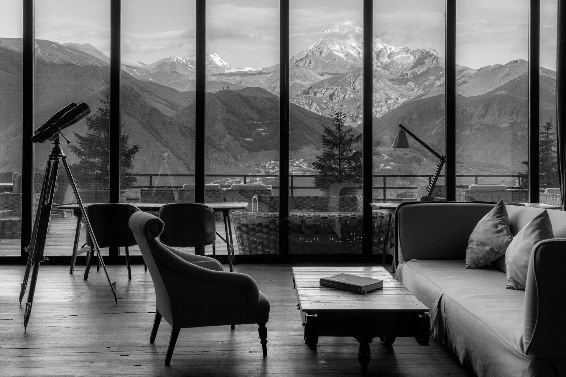 Rooms Hotel Kazbegi against the mountain landscape.
