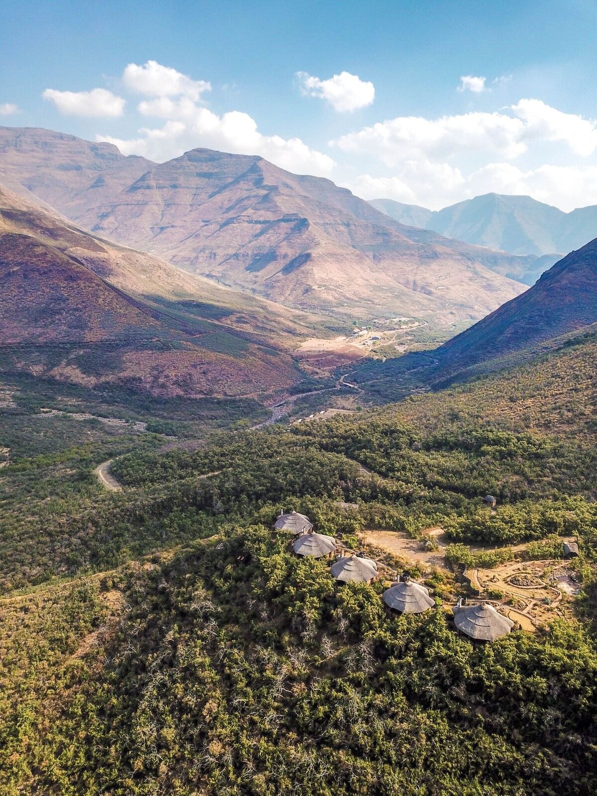 Mountain valley view above the lodge, Maliba Mountain Lodge, Ts’ehlanyane National Park, Lesotho