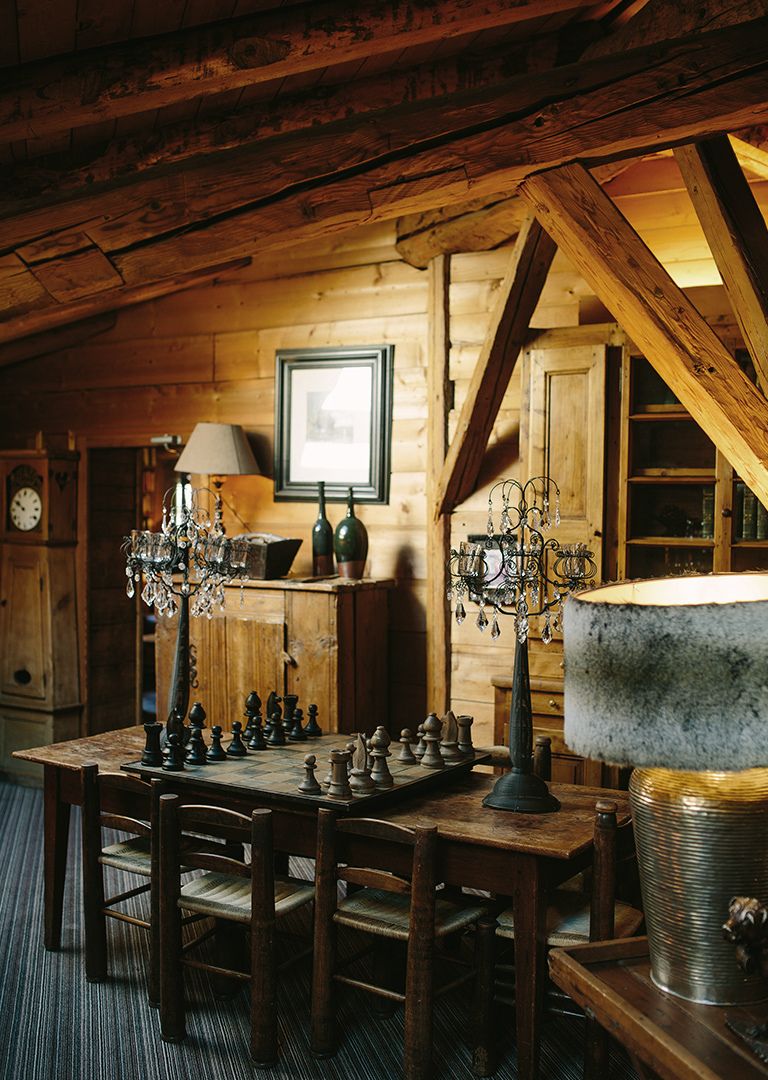 Old chalet farmhouses in an alpine hamlet
